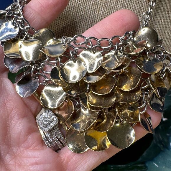 Gold & Silver Tone Statement Necklace - Picture 3 of 5